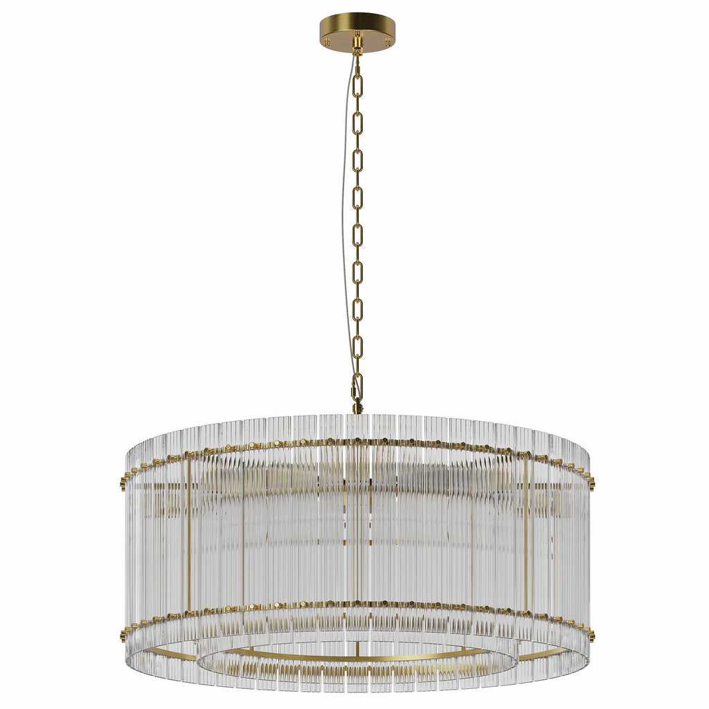 37" Modern Gold Round 8-Light Crystal Chandelier