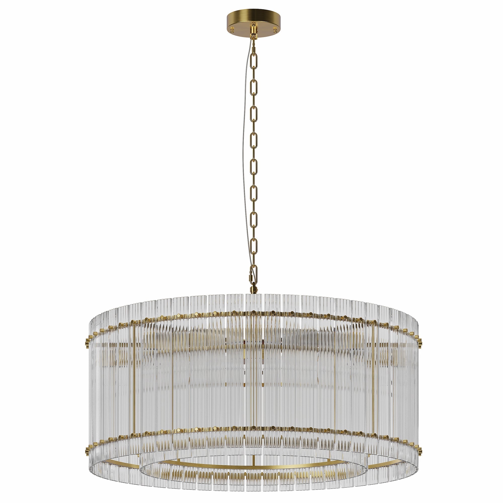 37" Modern Gold Round 8-Light Crystal Chandelier
