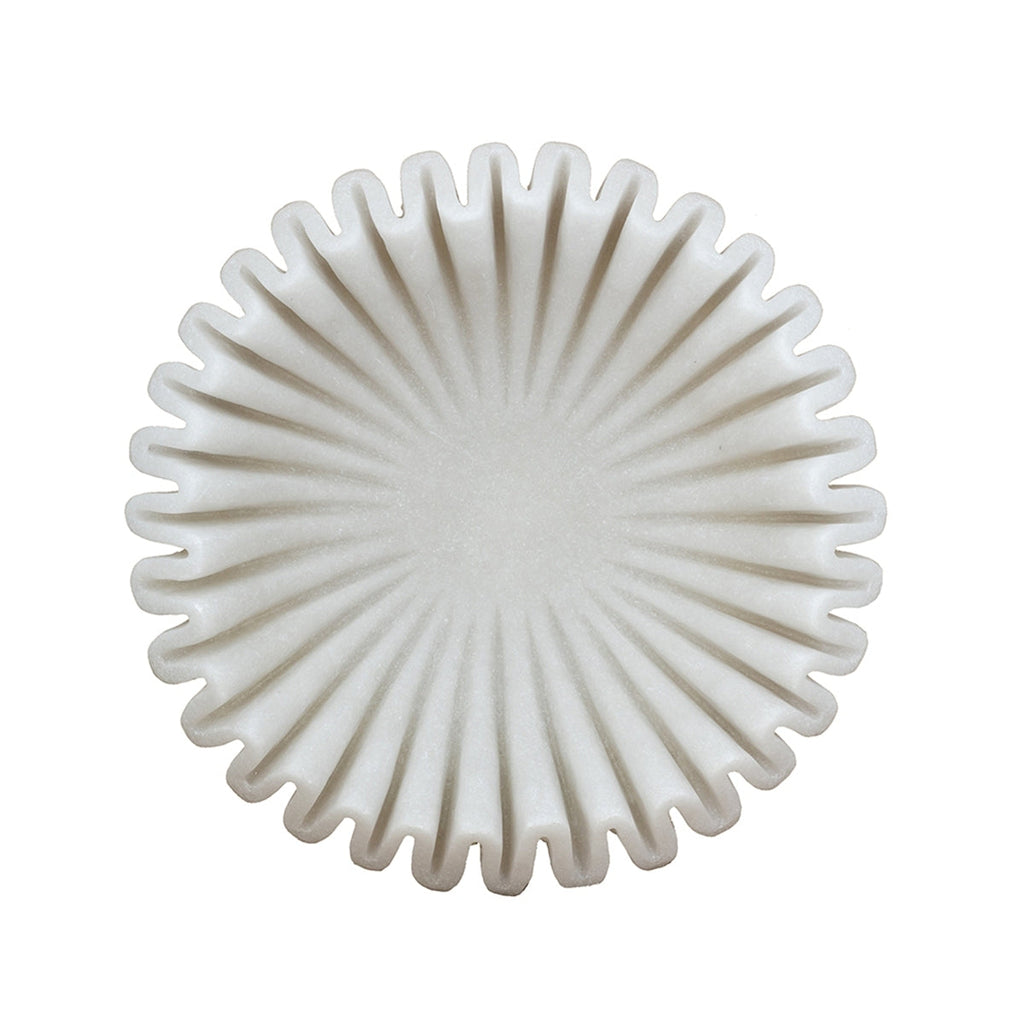 D9.5x2.5' Wavy Sand and Resin Bowl with Textured White Finish