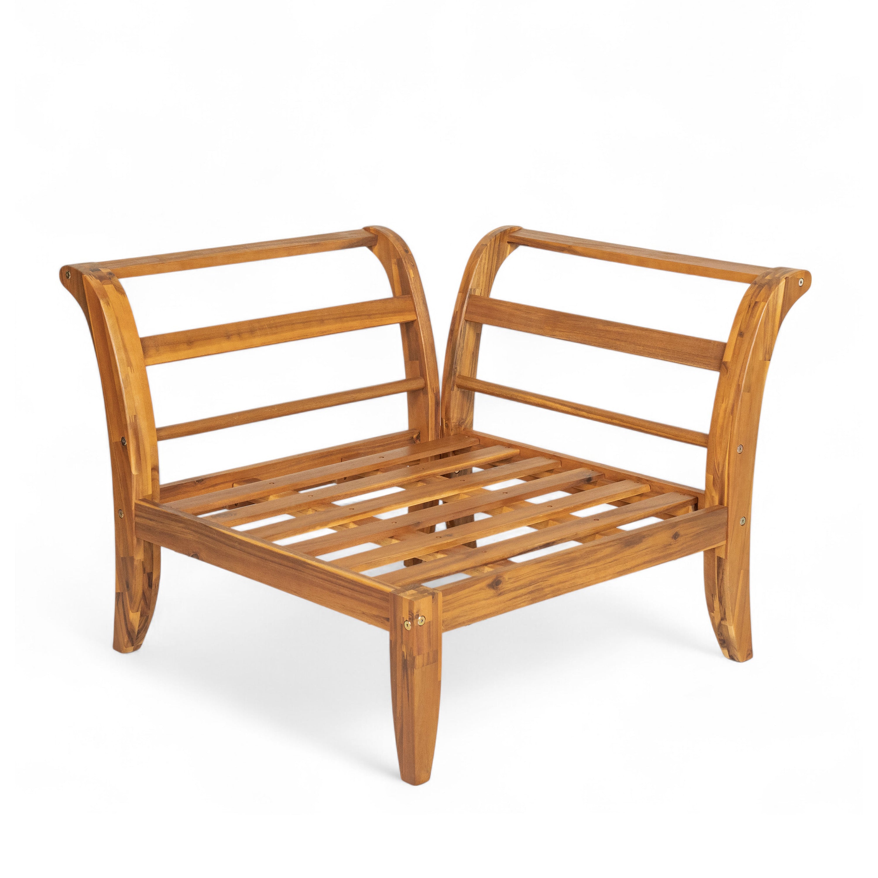 6 Piece Acacia Wood Outdoor Modular Sectional with Daybed and Tea Table