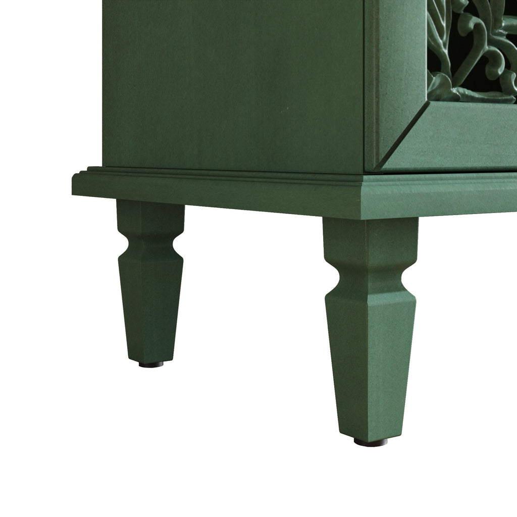 60' Antique Buffet Cabinet with Floral Carvings