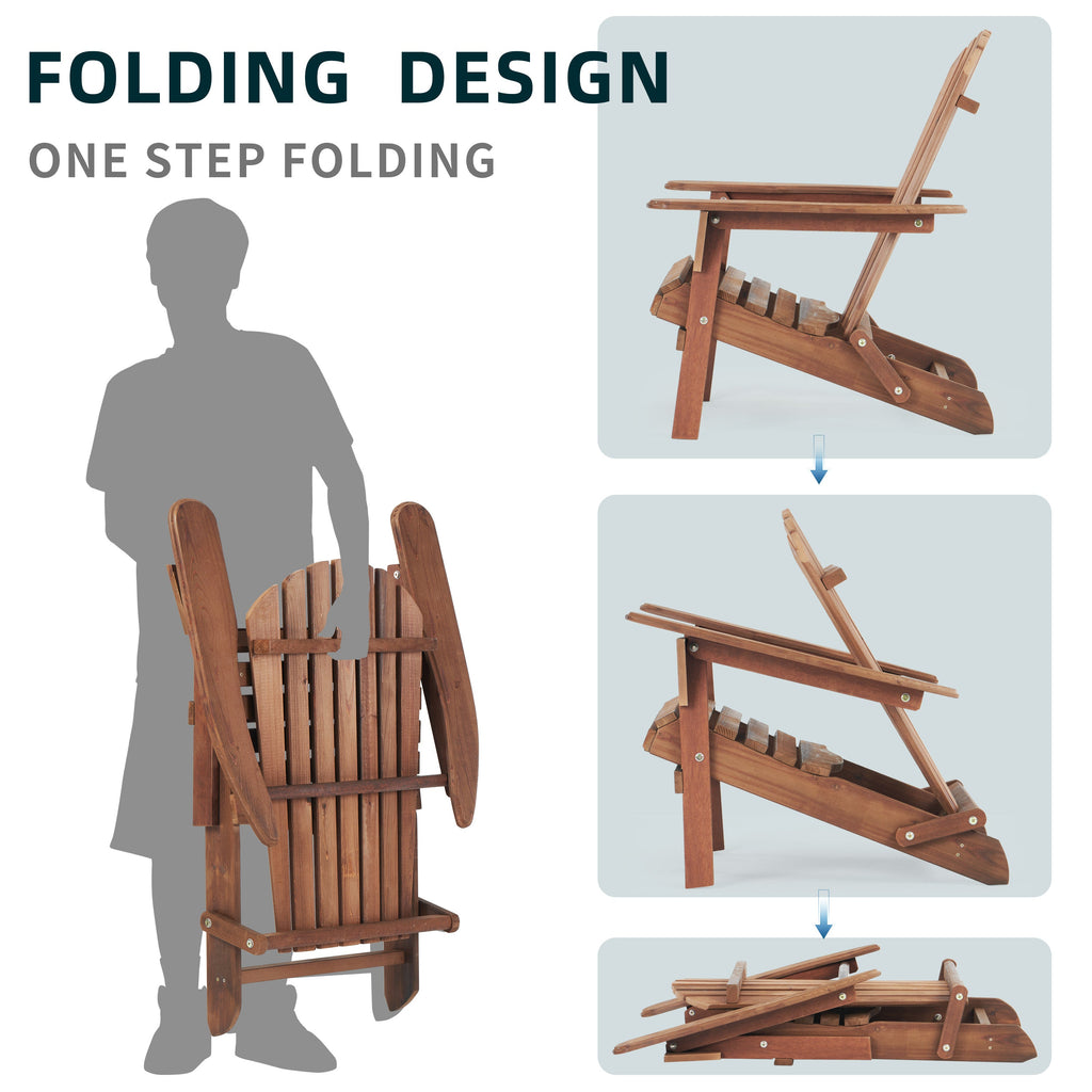SoliWood Wooden Outdoor Folding Adirondack Chair Set of 2