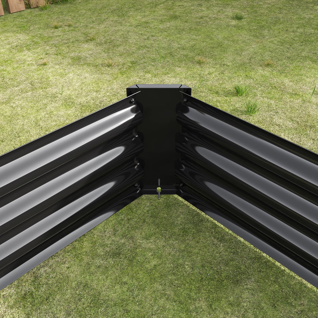 Raised Garden Bed Kit - Metal 7.6x3.7x0.98 ft Black
