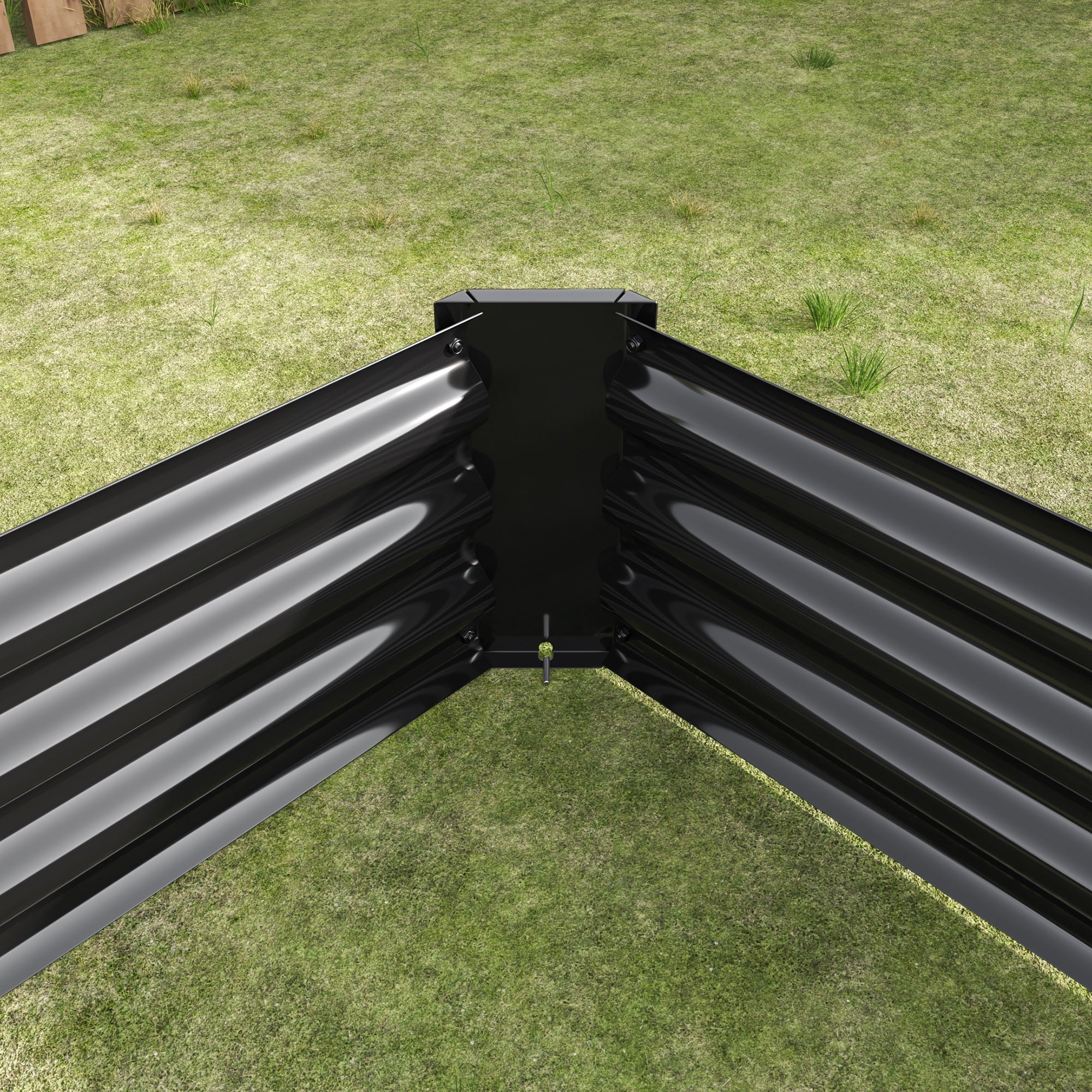 Raised Garden Bed Kit - Metal 7.6x3.7x0.98 ft Black