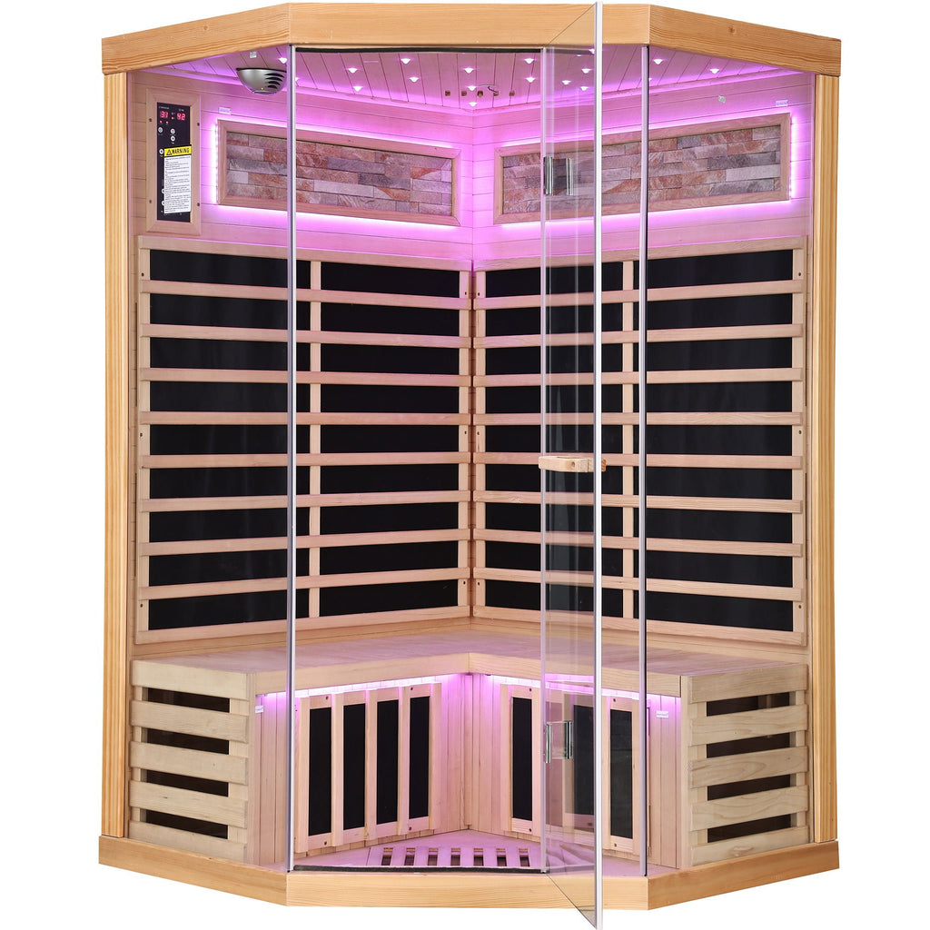Double Sauna Room With Carbon Heating Plates - White Oak