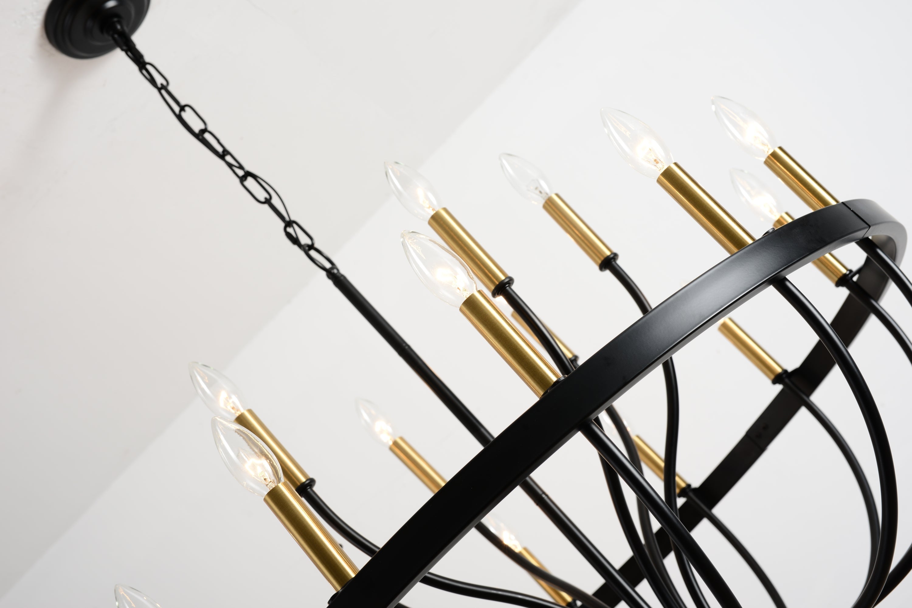 15-Light Industrial Iron Candle Chandelier Modern Farmhouse Pendant Light