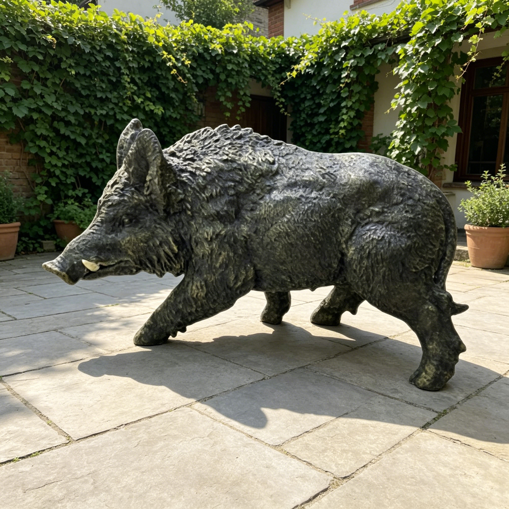 12.20' H x 21.26' L Resin Wild Boar Garden Statue