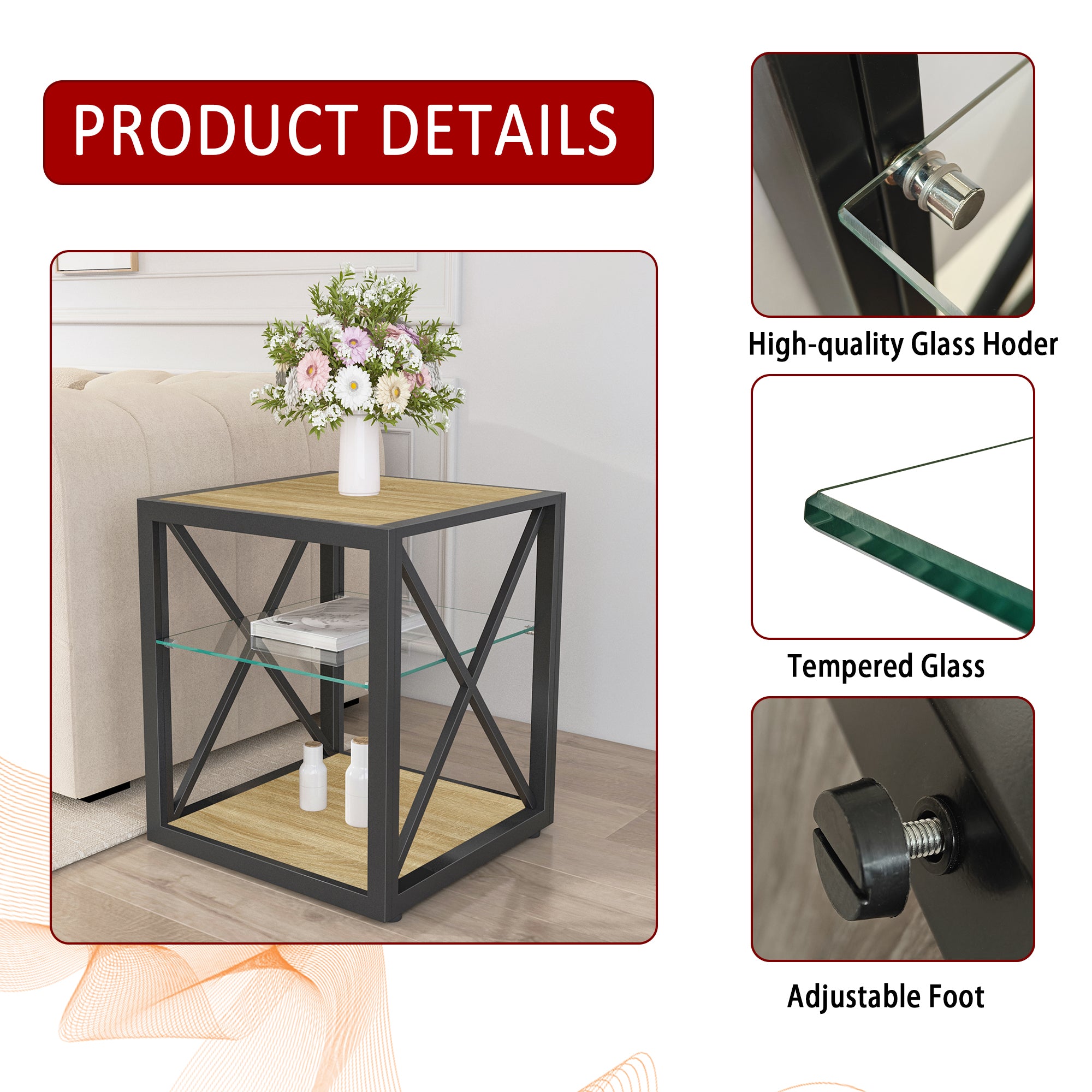 1 Piece Modern End Table Nightstand for Bedroom & Living Room