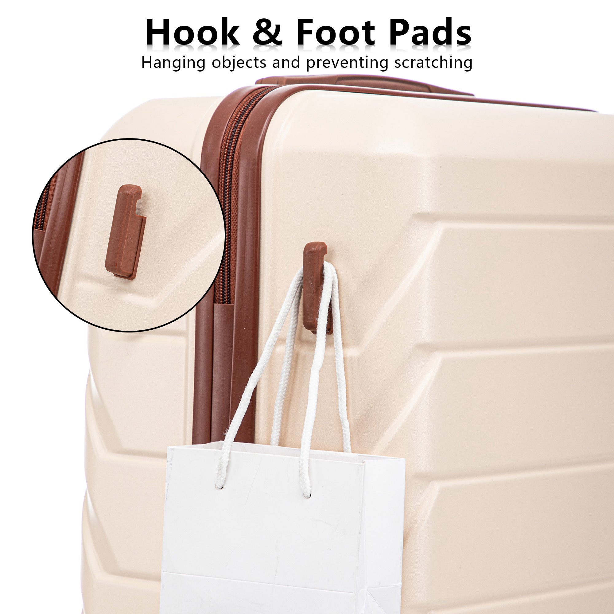 3-Piece ABS Spinner Wheel Luggage Set 20"/24"/28" Beige