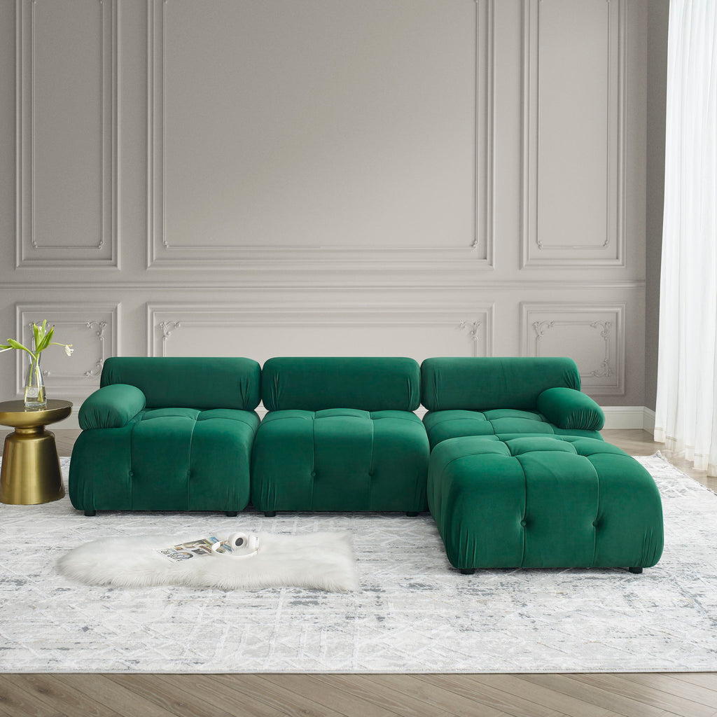 Modular Sectional Sofa, Button Tufted Design With Diy L-Shaped Layout, Reversible Ottoman