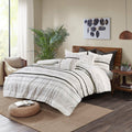 Cotton Printed Comforter Set with Trims Black/White Full/Queen