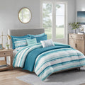 8 Piece Printed Seersucker Comforter and Quilt Set Collection Aqua Full/Queen