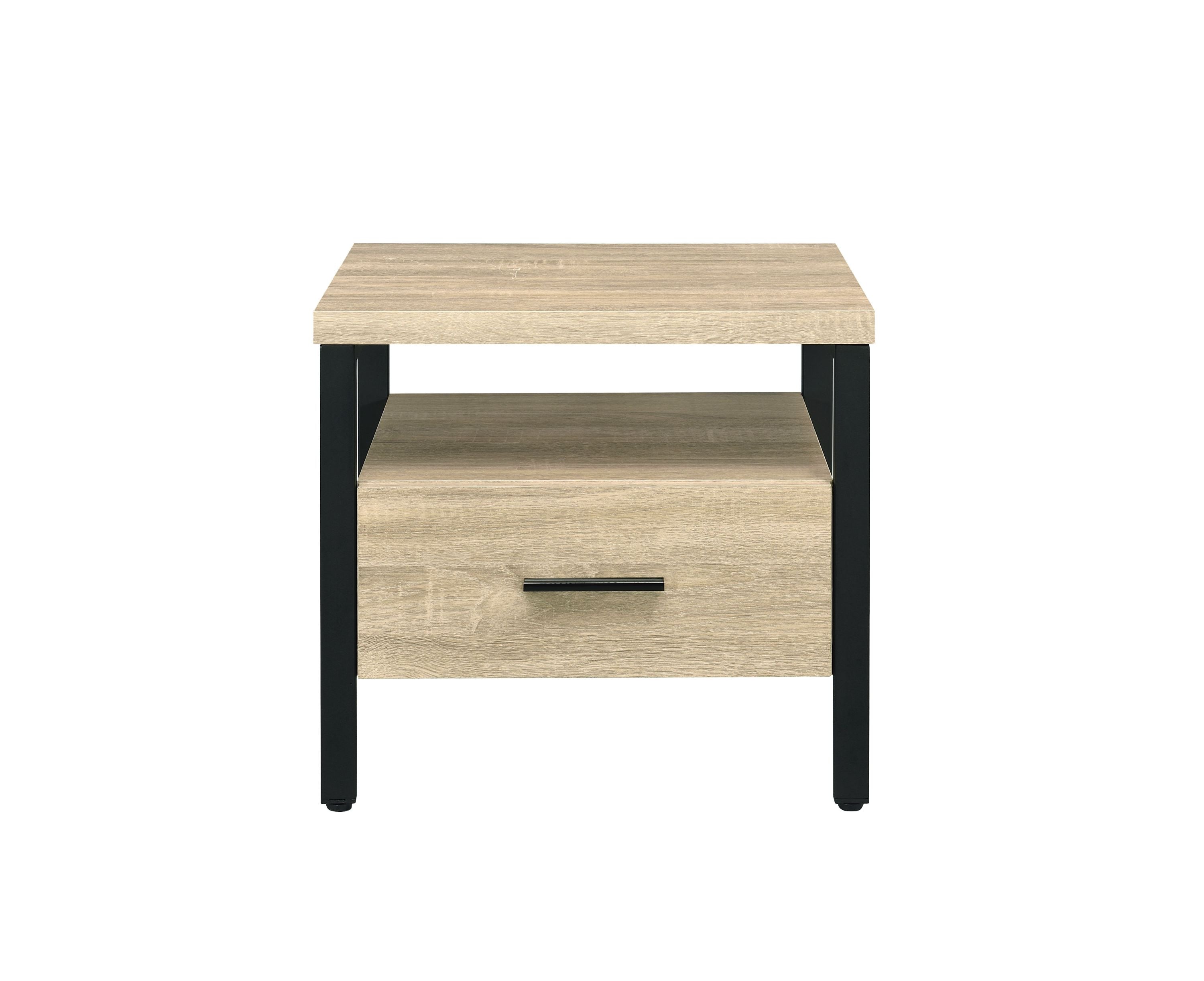 Oak Finish Nightstand with 1 Drawer and 1 Shelf