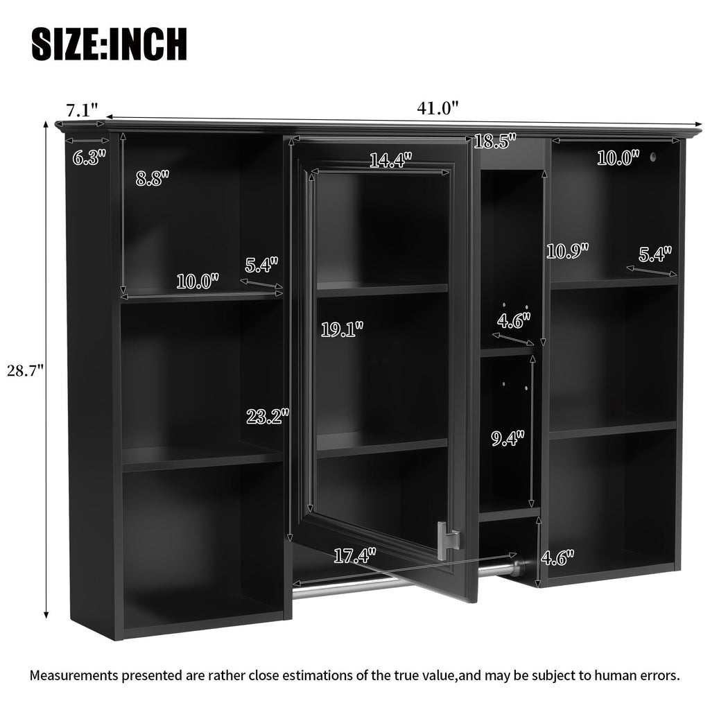 3 In 1 Modern Bathroom Mirror Cabinet With Adjustable Shelf