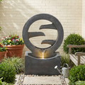 26.77'H Gray Circular Polyresin Outdoor Water Fountain with LED Light