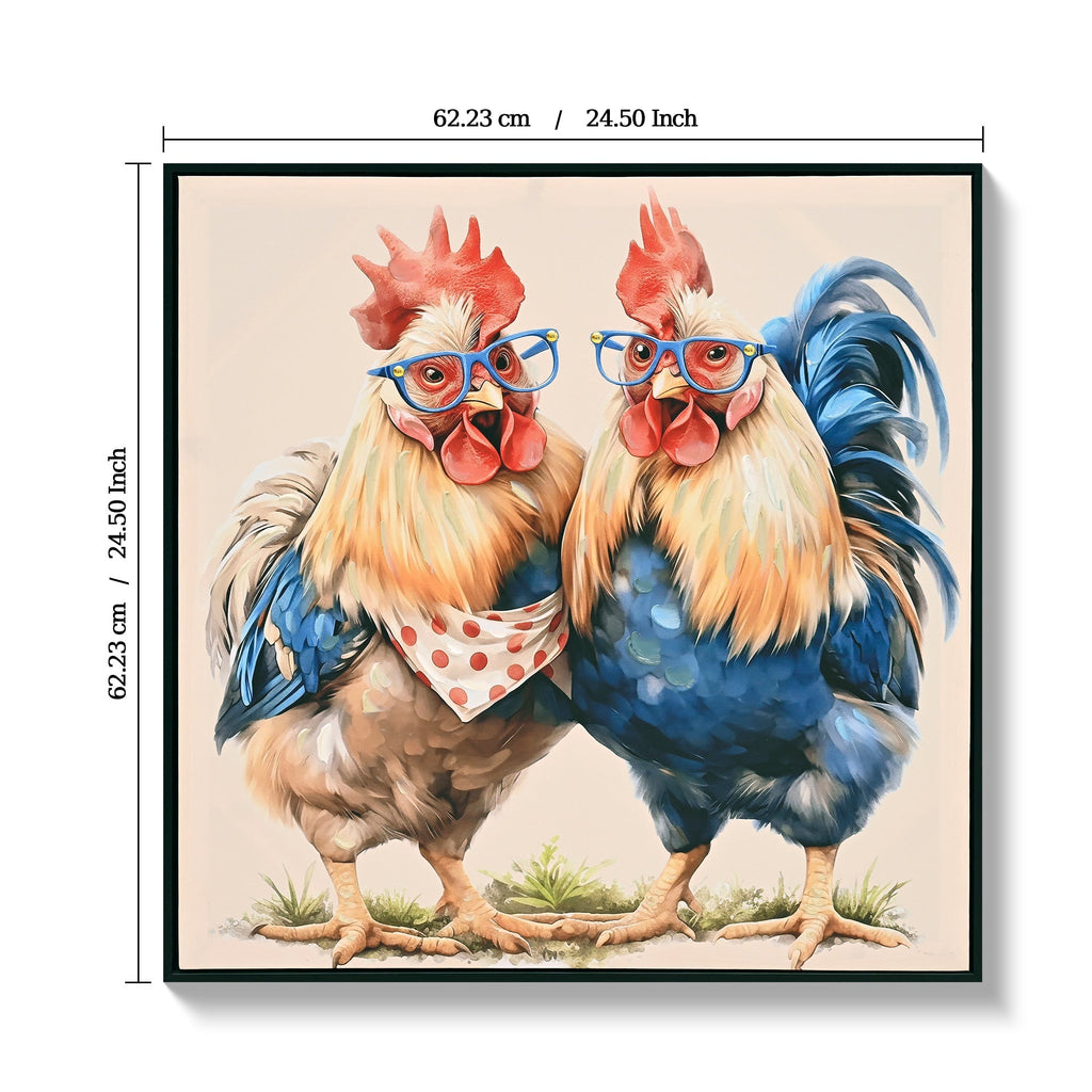 Farmhouse Rooster Wall Art, Rustic Canvas Print 24" x 24"