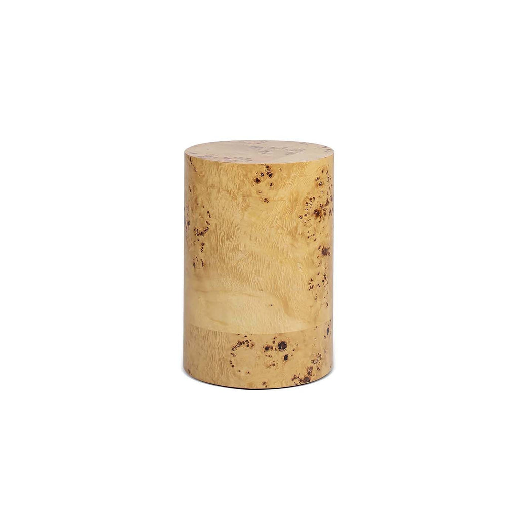 Nebula 22' Accent Pillar Side Table Warm Natural Brown Burl Wood