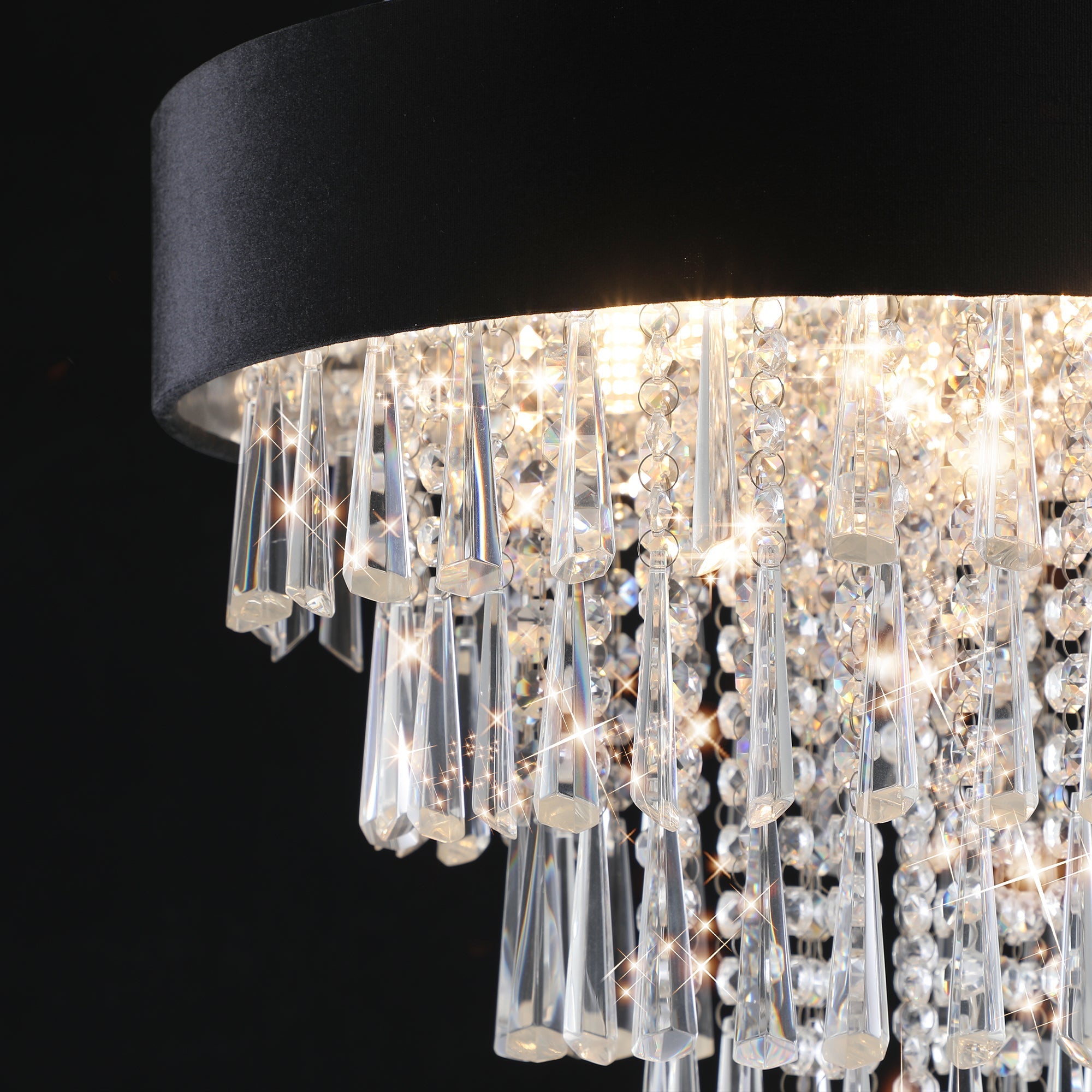 18-inch Modern Crystal Chandelier with Black Velvet Shade