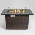 44' Propane Gas Fire Pit Table with Tile Top and Wicker Base