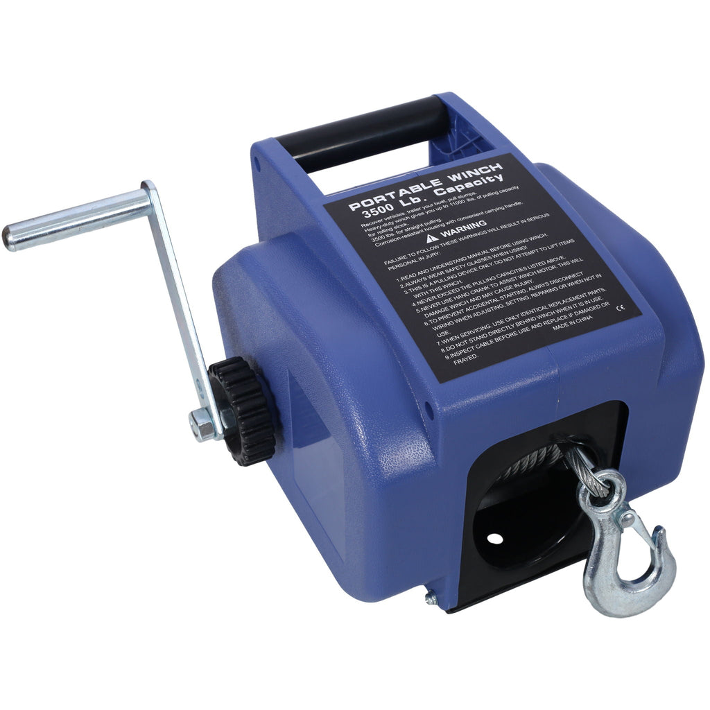 Reversible Electric 12V Trailer Winch for Boats Up to 6000 lbs - Blue