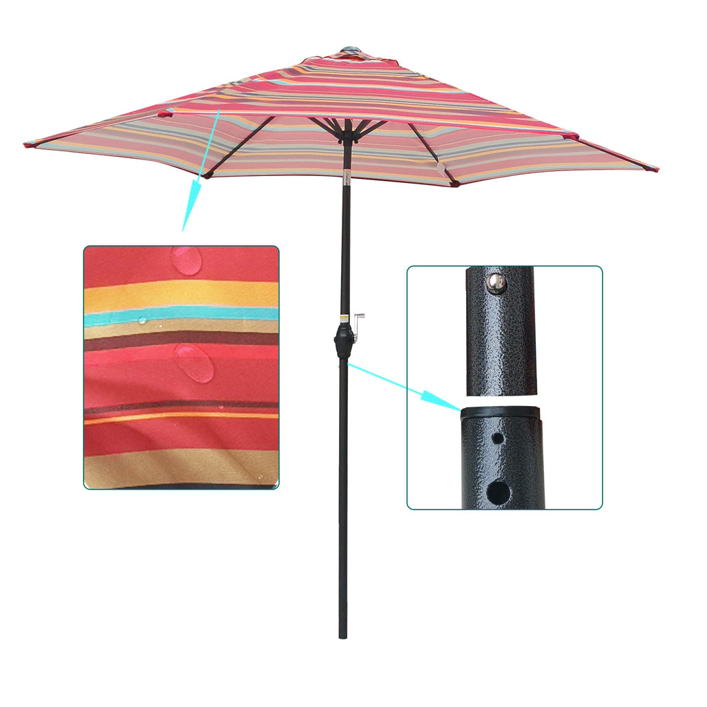 9FT Red Striped Patio Umbrella