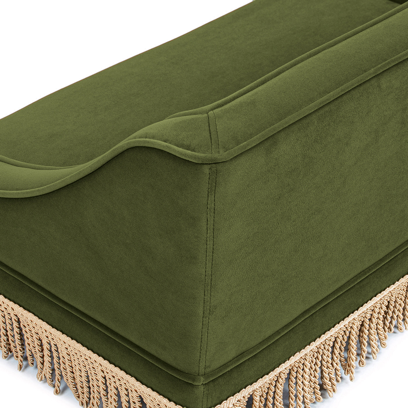 Duchess 33' Medium Princess Pet Bed Sofa with Fringe Skirt, Olive Green Velvet