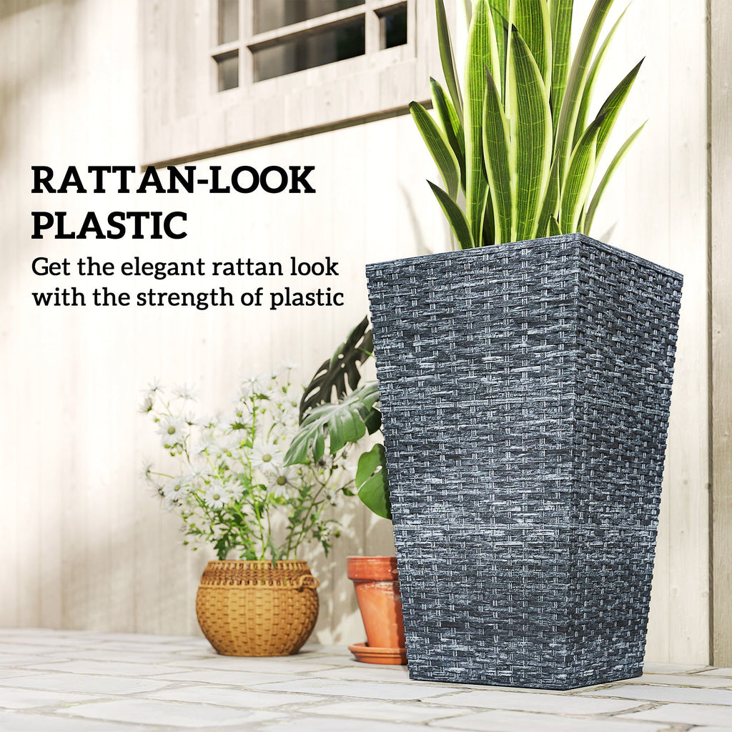 Taper Planters Set of 3 with Drainage Holes for Indoor and Outdoor Use