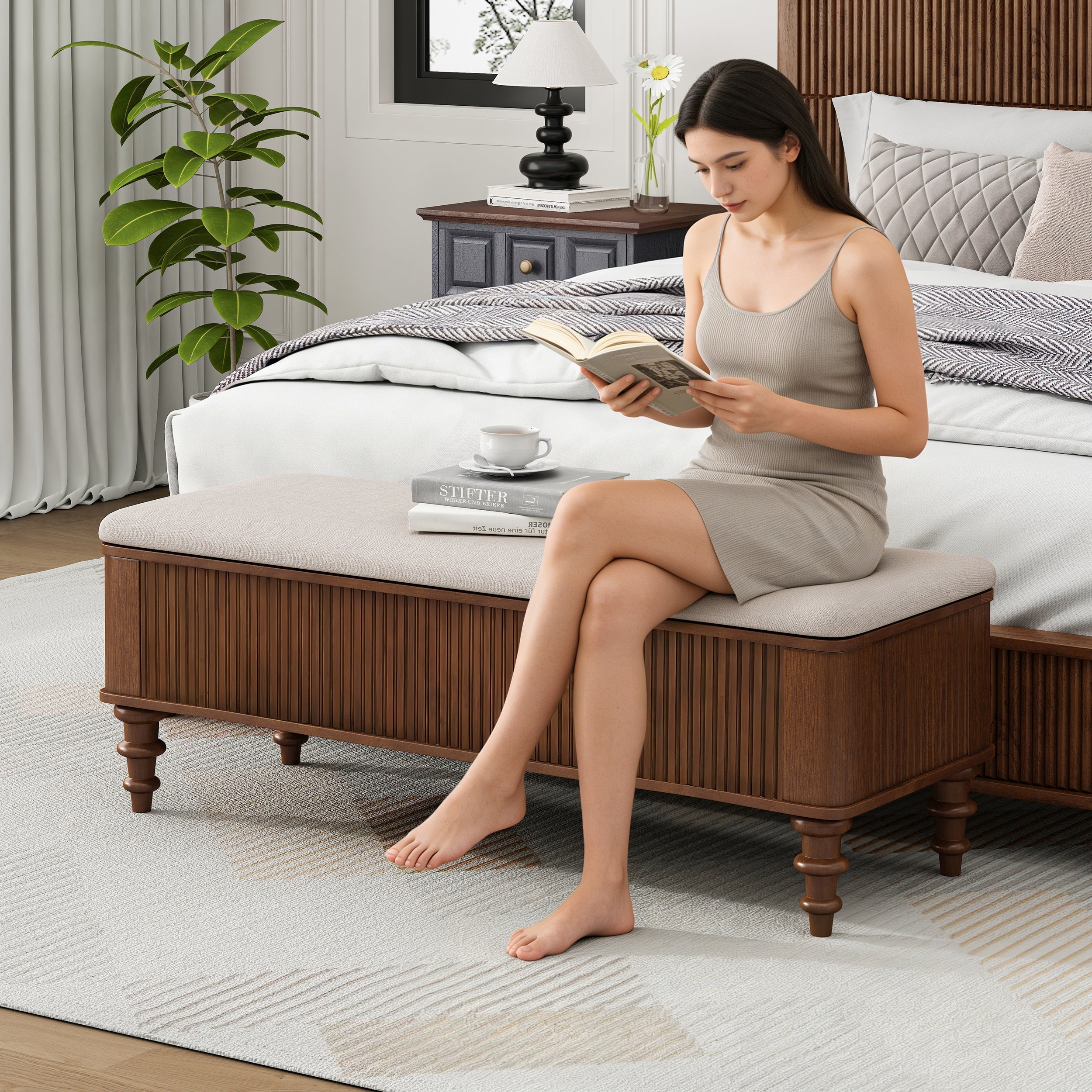 50.8-Inch Multi-Functional Storage Ottoman Bench