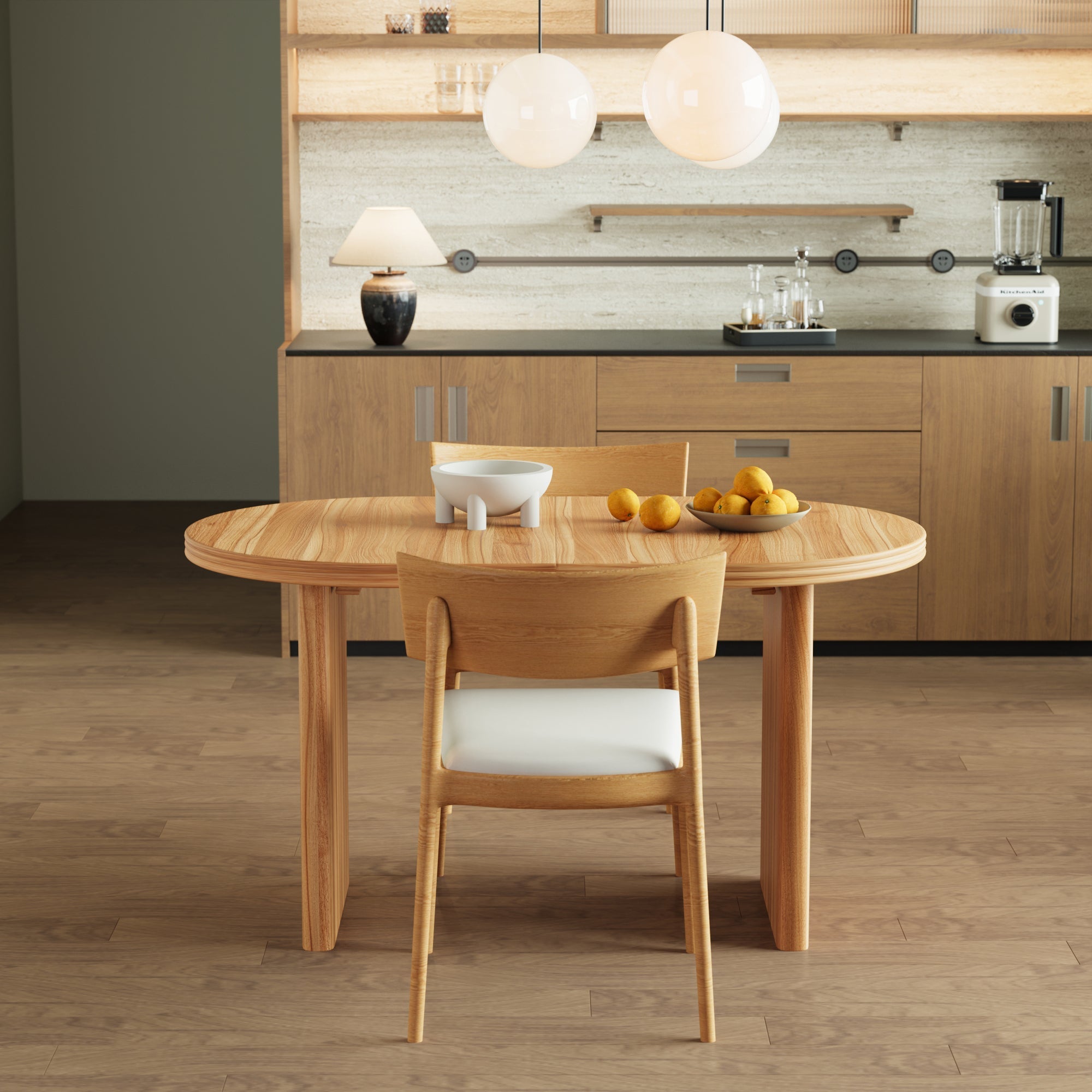 Modern Extendable Dining Table with Removable Extension Leaves