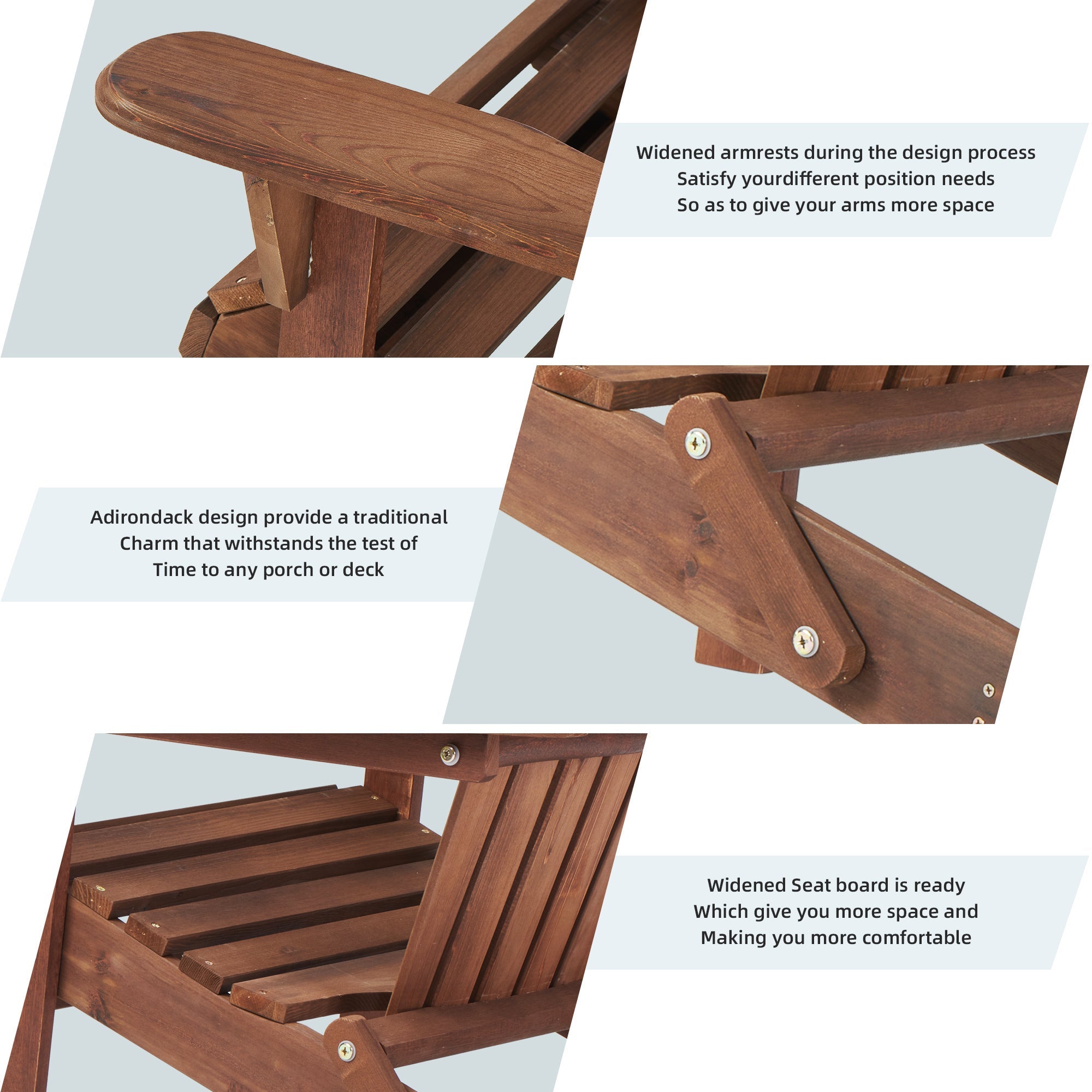 SoliWood Wooden Outdoor Folding Adirondack Chair Set of 2