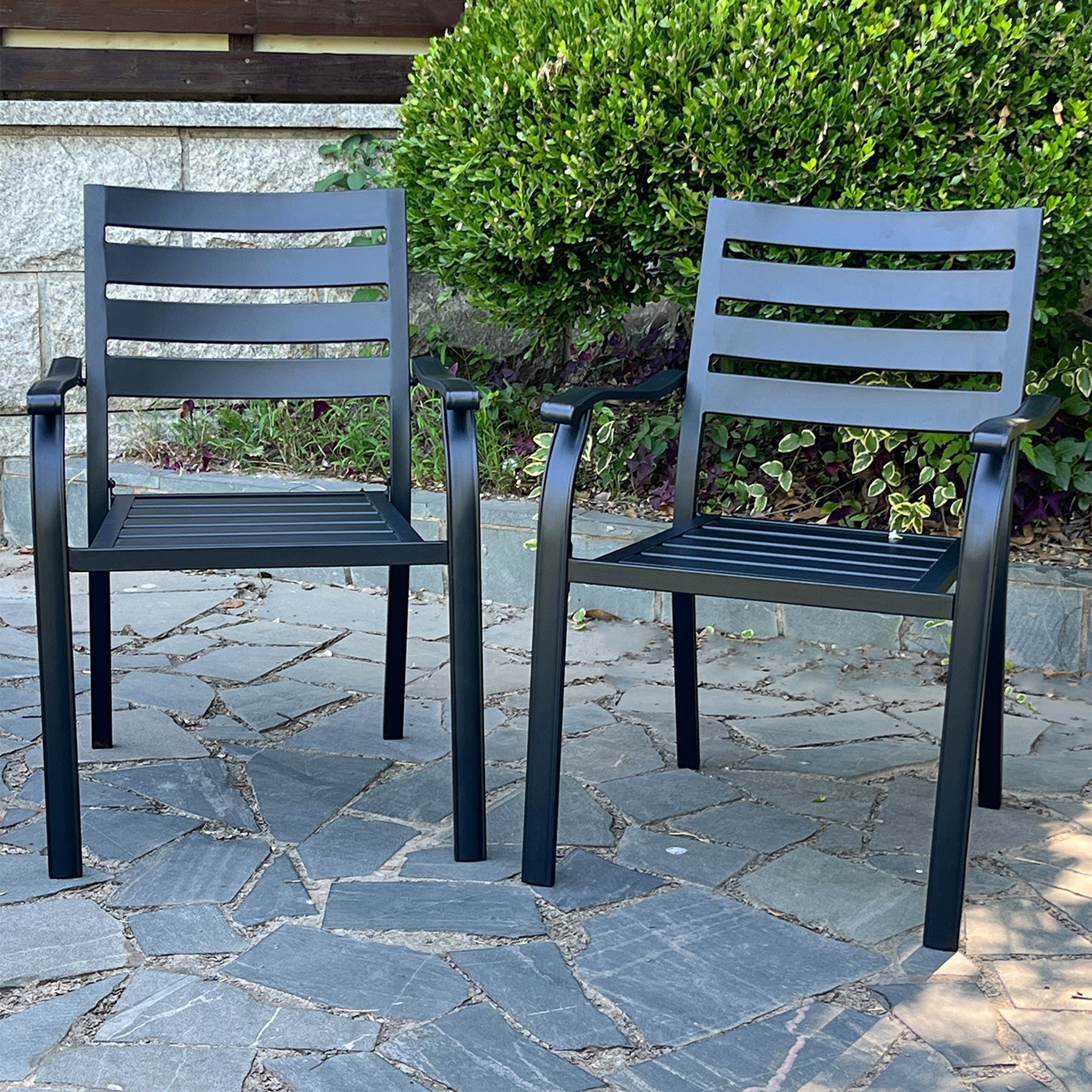 VRSHWO Iron Terrace Dining Chairs Set of 2 - Black