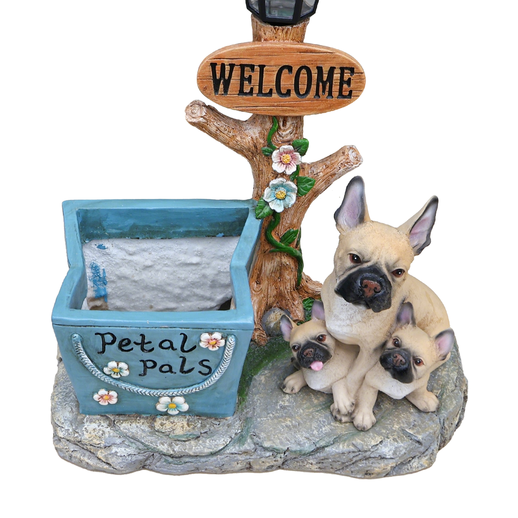 French Bulldog Family Planter Statue