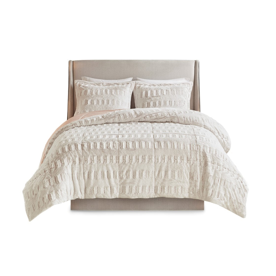 Full/Queen Back Print Long Fur Comforter Mini Set