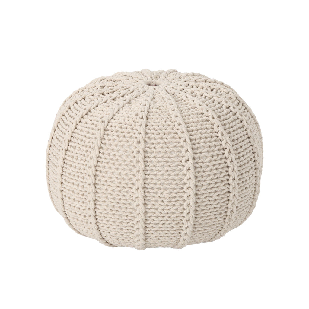 Bordeaux Knitted Round Pouf Ottoman And Floor Cushion