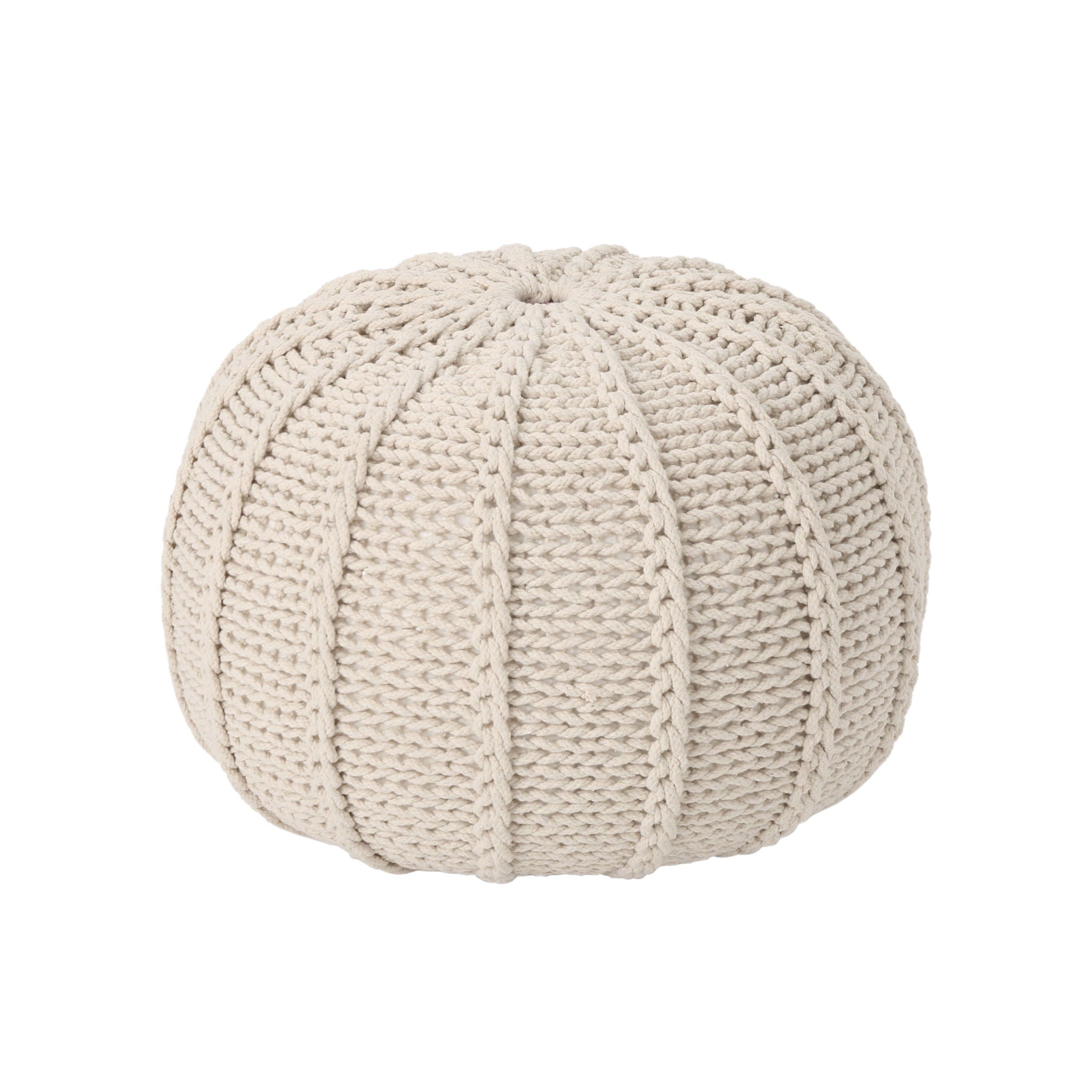 Bordeaux Knitted Round Pouf Ottoman And Floor Cushion