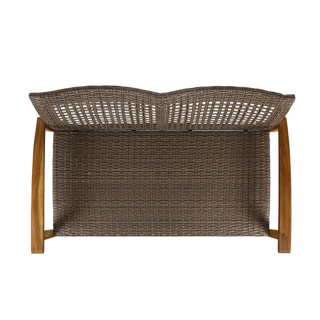 Hampton Outdoor Acacia Wood Wicker Loveseat