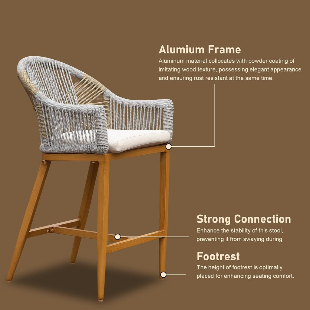 Bar Stools Set of 2 with Arm and Backrest
