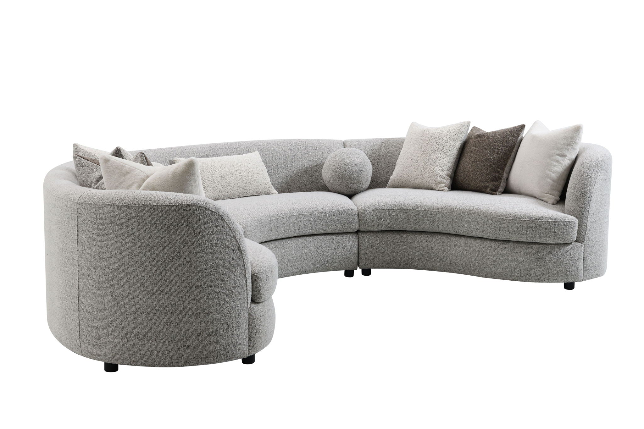 Ivria Boucle Sectional Sofa With 9 Pillows - Gray