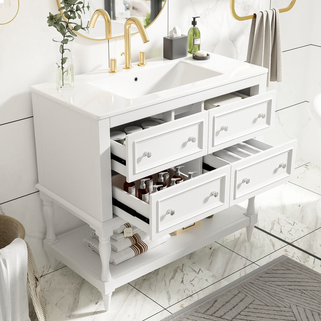 Bathroom Vanity Cabinet With Undermount Sink - 4 Drawer Set