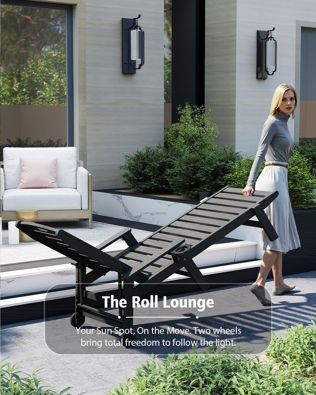 Patio Lounge Chair Outdoor with Reclining Backrest