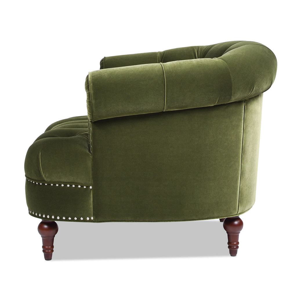 La Rosa Victorian Tufted Upholstered Accent Chair, Olive Green Performance Velvet