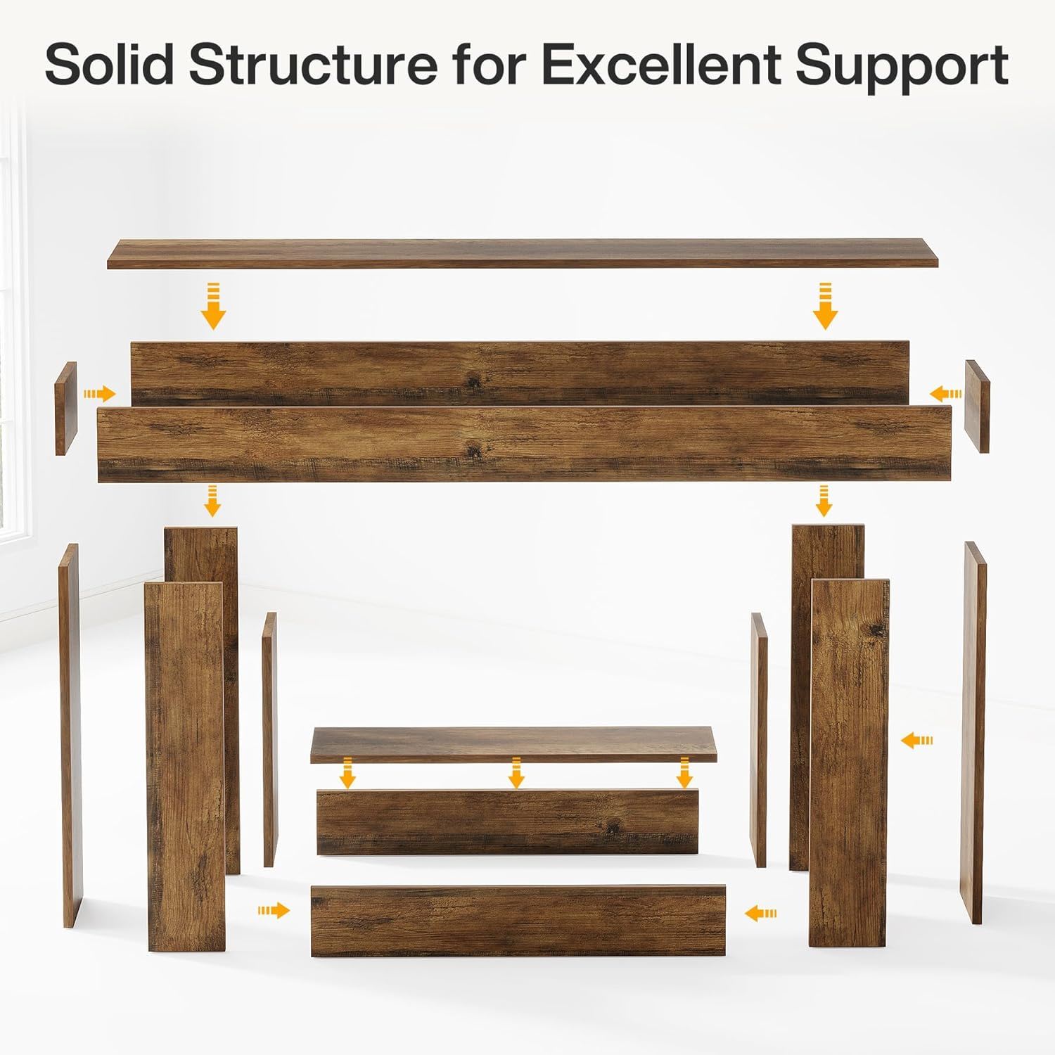 Console Table With 2 Tier Storage, U Shaped Base
