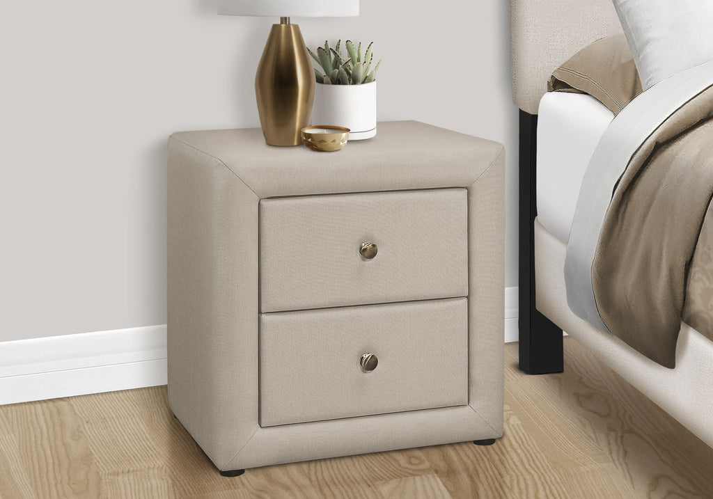Nightstand With Storage Drawer, Upholstered, Transitional