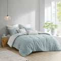 3 Piece Cotton Jacquard Comforter Set Aqua Full/Queen