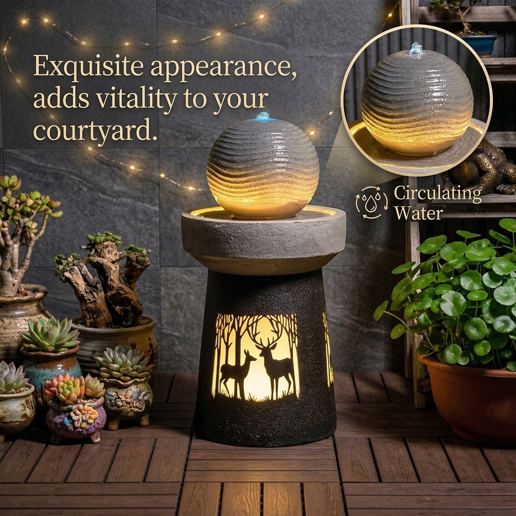 Outdoor Garden Lantern with Warm LED Light Deer Silhouette