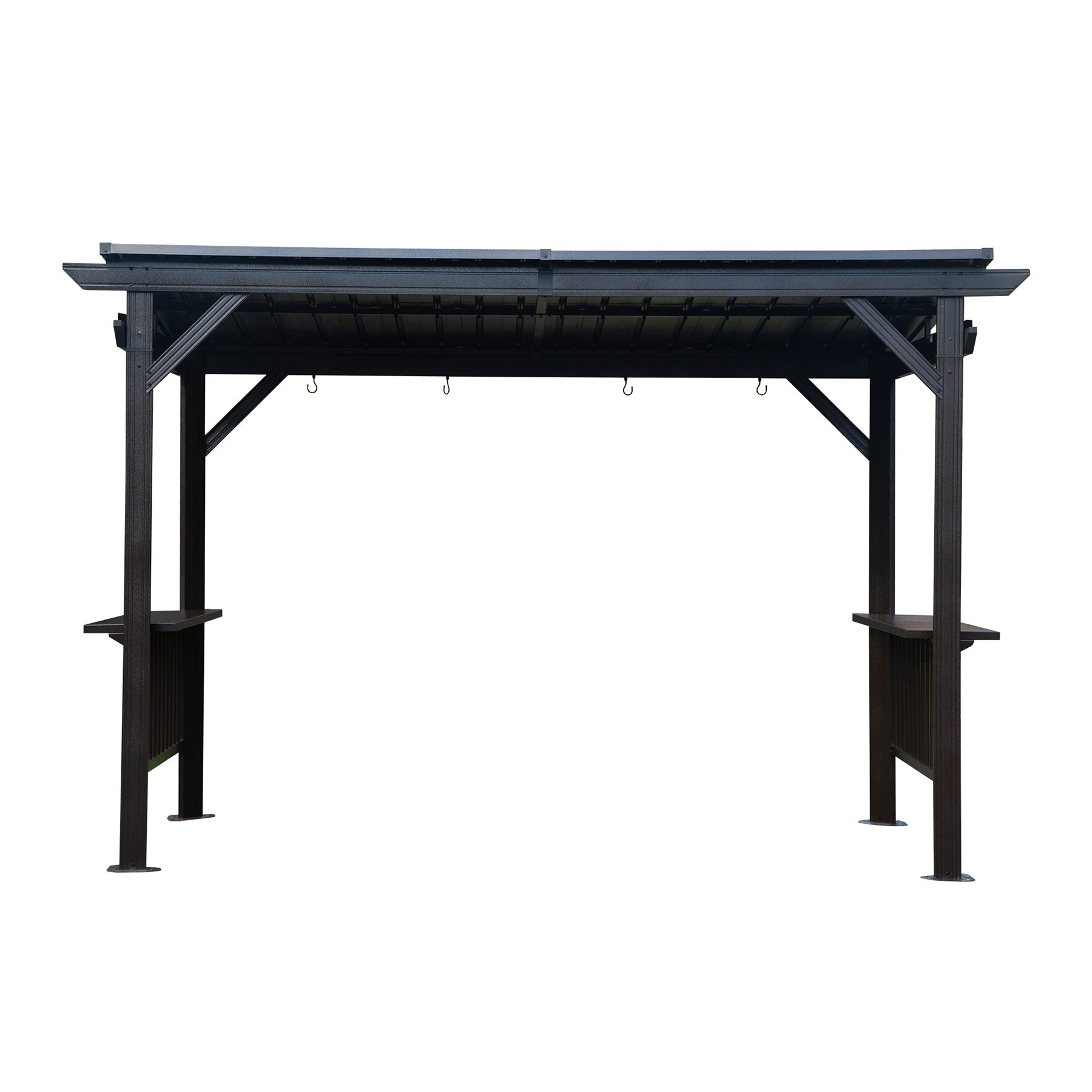 6.5x12FT Hardtop Grill Gazebo with Side Shelves and Steel Roof