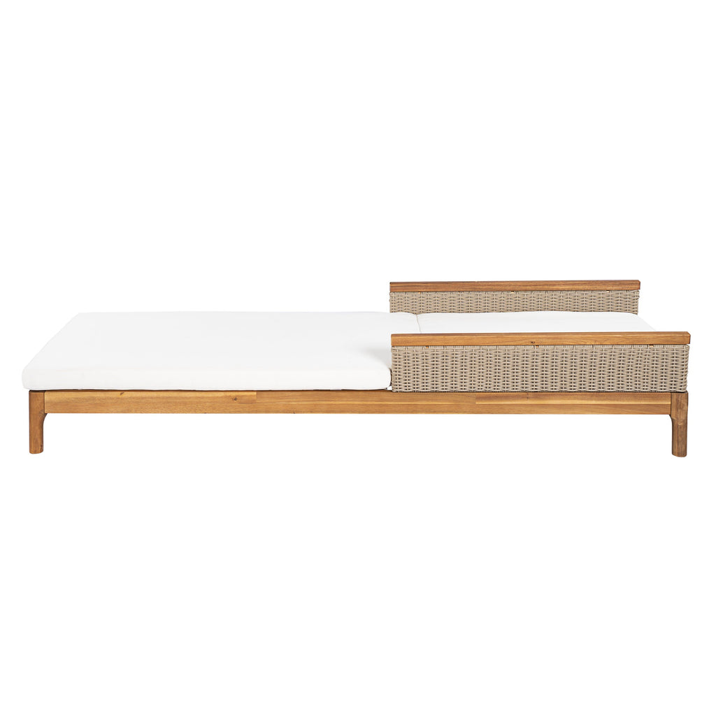 76.8" Solid Acacia Wood Sun Lounger Set of 2 with Cushions