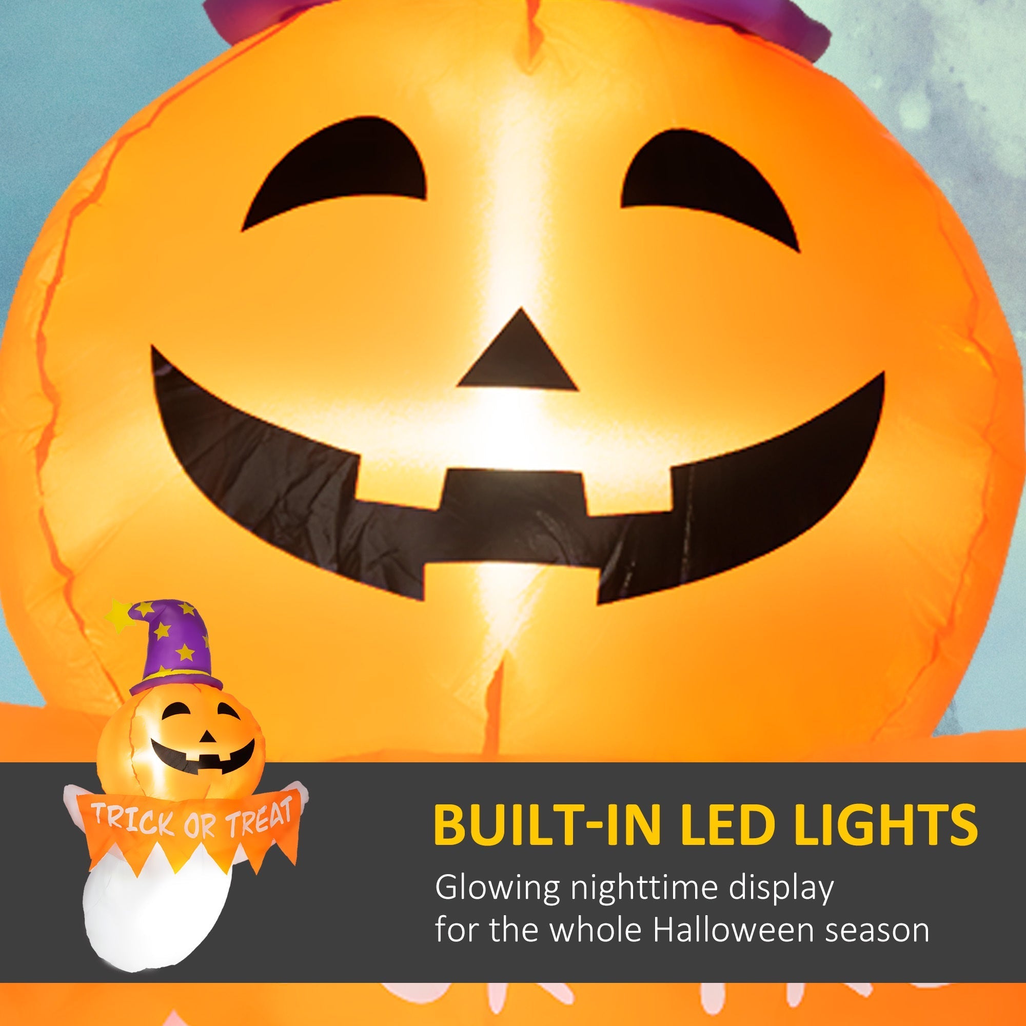 Inflatable Halloween Window Sticker Ghost with LED Lights – 41.3" Tall