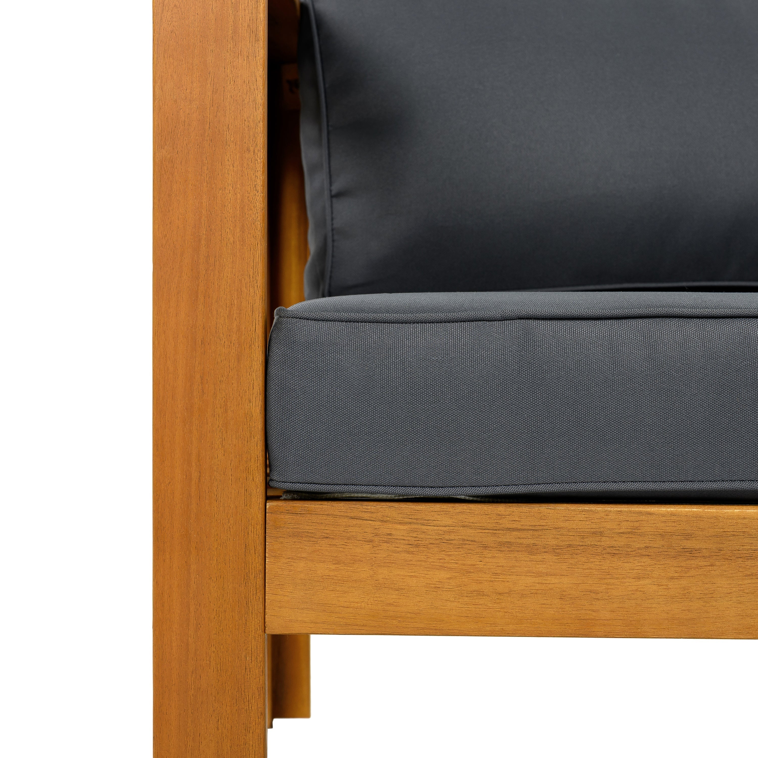 Patio Conversation Set with Foldable Acacia Wood Table and Cushioned Armchairs