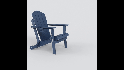 HDPE Folding Adirondack Chair with Dual Cup Holder - Gray